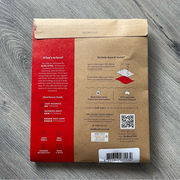 Modibodi Teen Period Proof Recycled Swimwear One Piece - Picture 4 of 4